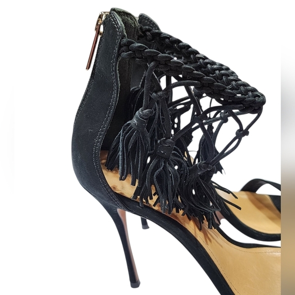 SCHUTZ Fringe Suede Tassel Heels Womens Size 10B - Picture 5 of 10
